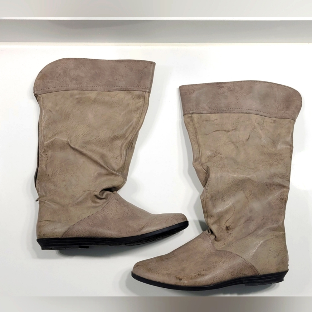 Grey faux leather boots